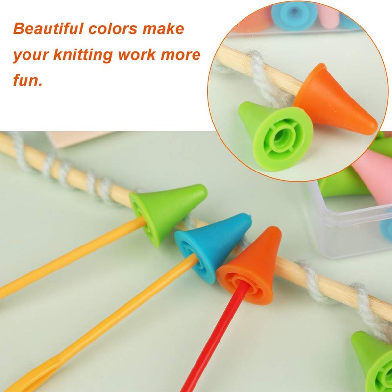 JNENERY 35 PCS Knitting Needle Stoppers, Colorful Knitting Needles Point Protectors with Plastic Box, 2 Sizes(20 PCS Small+ 15 PCS Big Knitting Needles Cap) Needle Tip Stoppers for Knitting Craft - Image 4